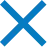 Blue 'X' shaped close icon on a transparent background.