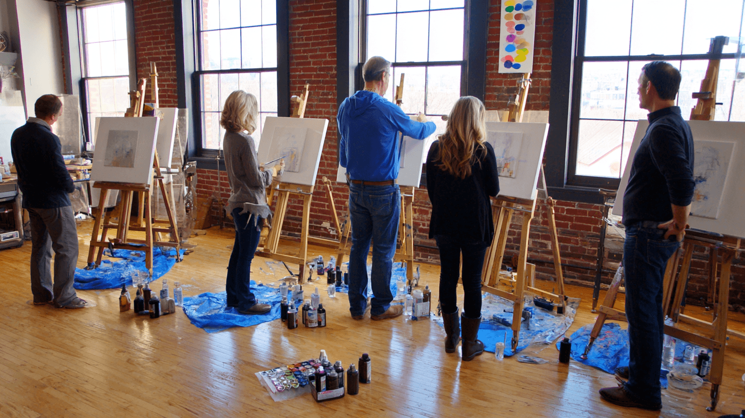 Atelier peinture, moment de cohésion d'équipe réussi