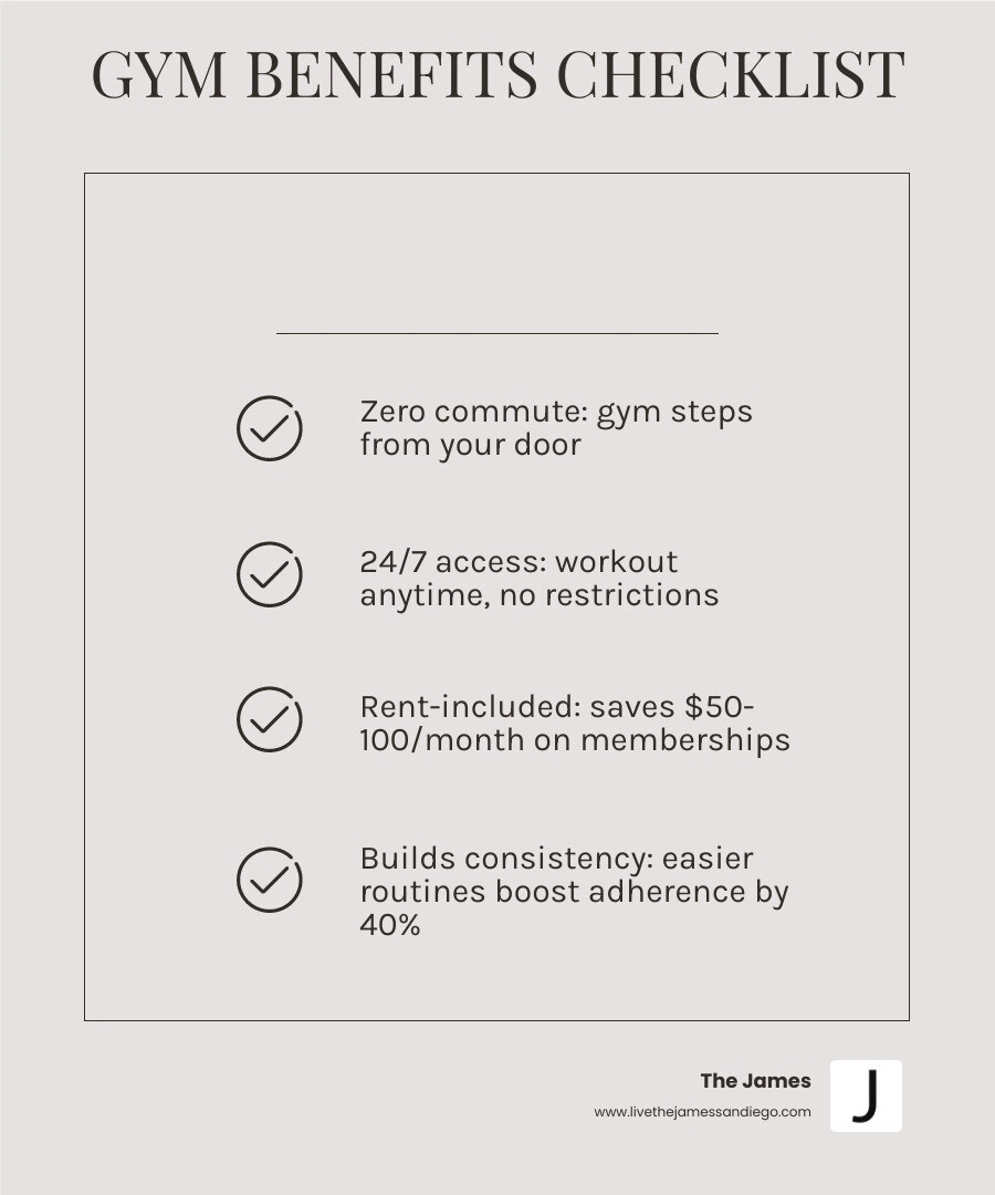 Benefits of on-site apartment gym fitness centers for urban renters - apartments with a gym infographic checklist-light-beige Benefits of on-site apartment gym fitness centers for urban renters - apartments with a gym infographic checklist-light-beige