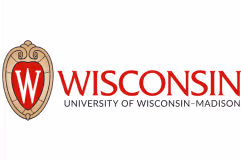 University of Wisconsin–Madison emblem with a stylized red letter W inside a shield, accompanied by the text Wisconsin University of Wisconsin–Madison.