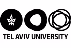 Tel Aviv University logo with three black circular symbols and the university name in bold capital letters below.