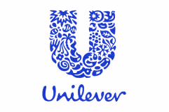 Blue Unilever logo with a stylized 'U' composed of various icons and the word 'Unilever' below it.