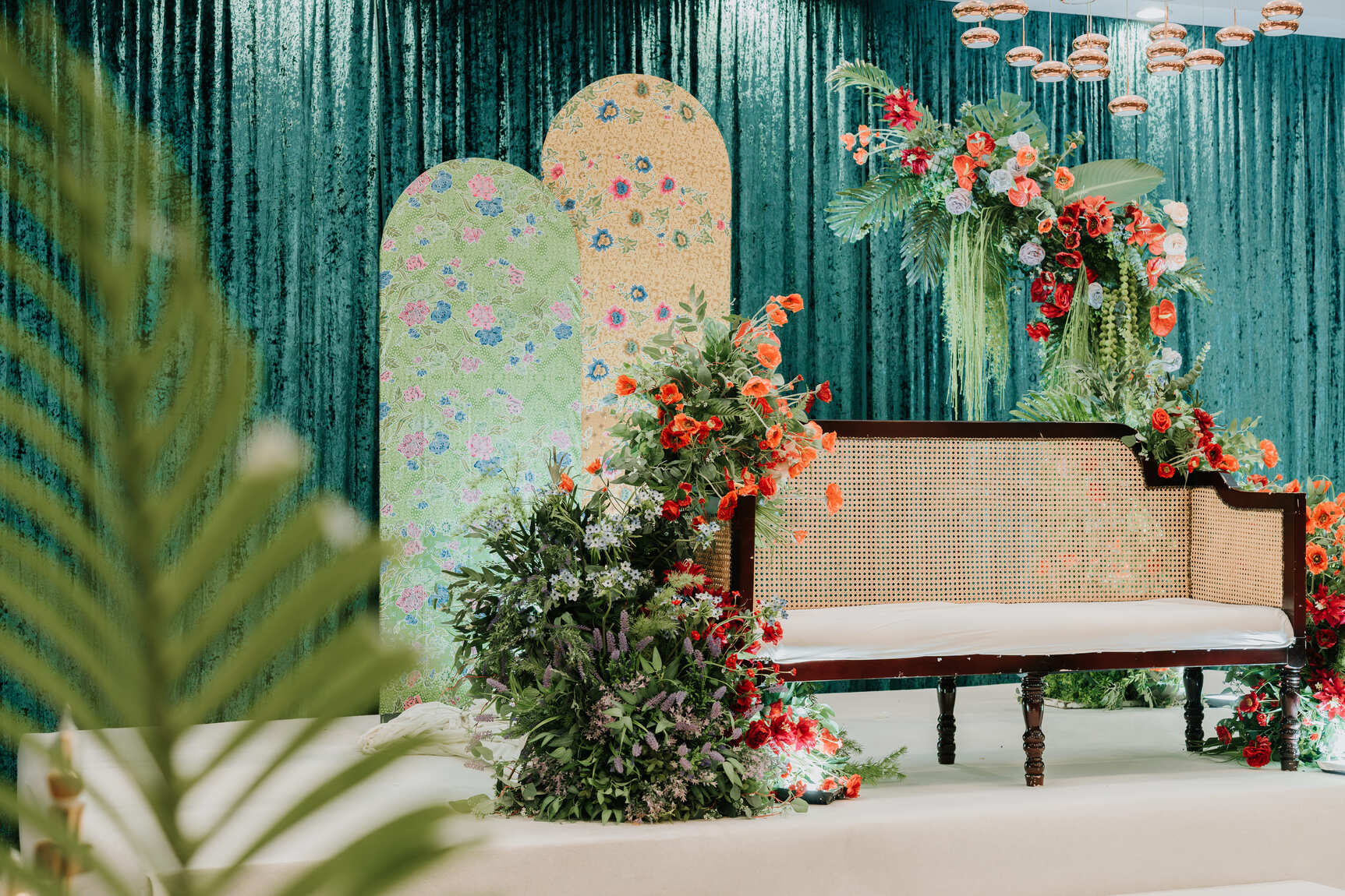 GFF Wedding Services venue example with red flowers in view
