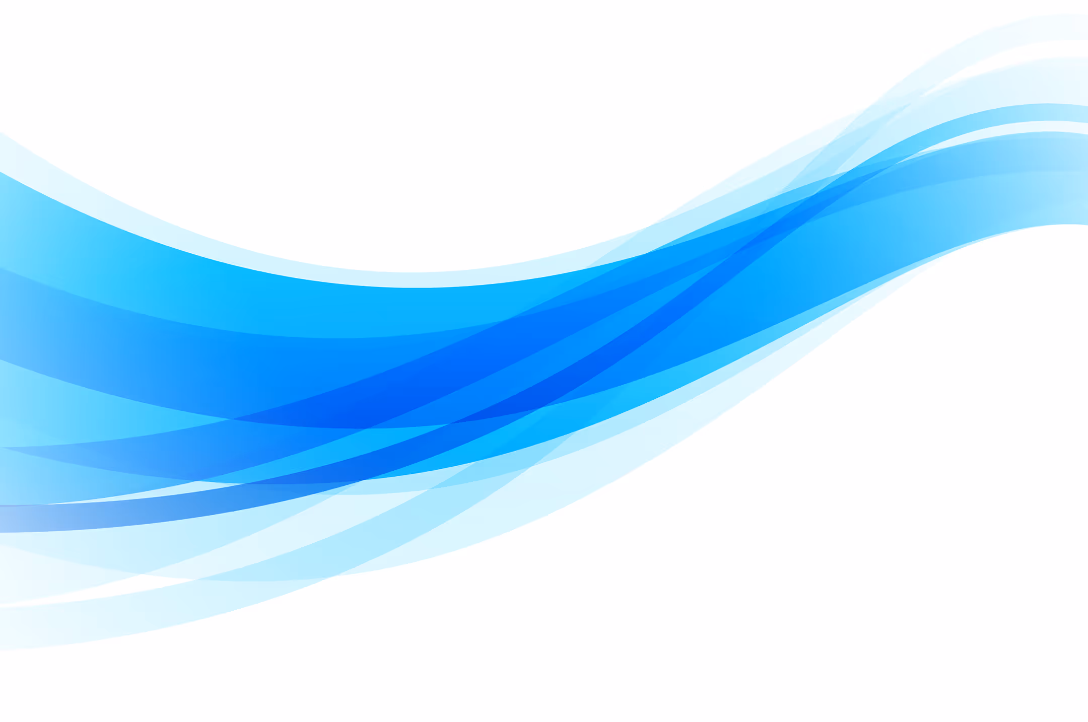 Abstract flowing blue wave shapes on a white background.