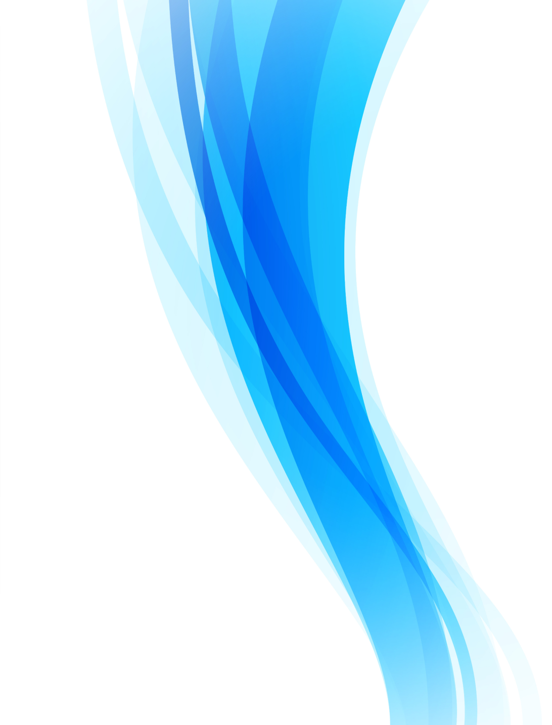 Abstract design of flowing blue and cyan curved waves on a white background.