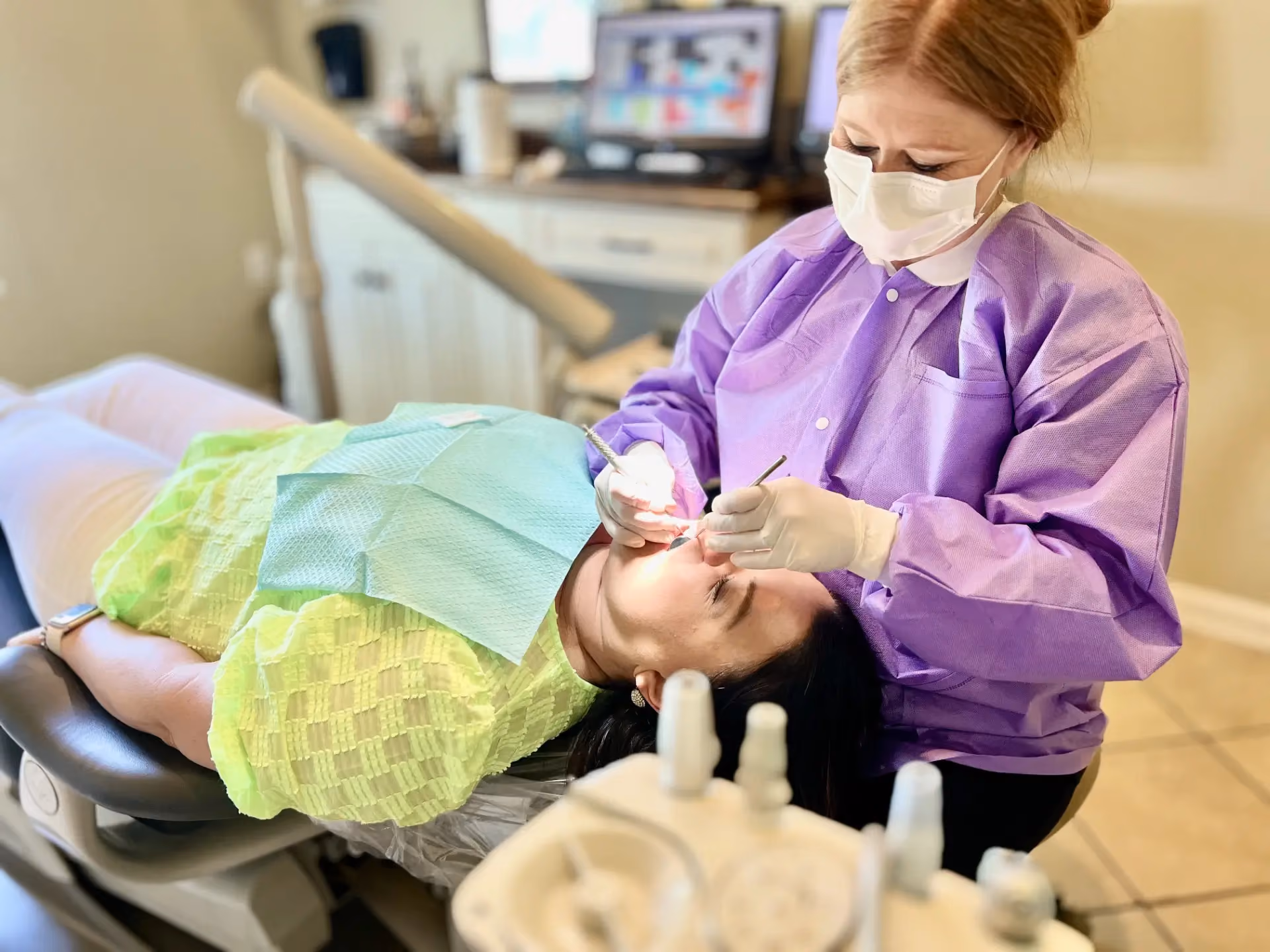 female dentist doing a dental exam
