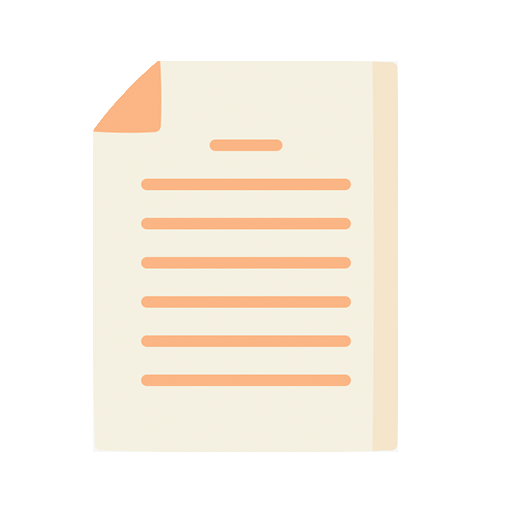 Illustration of a single document or sheet of paper with orange lines representing text and an orange folded corner.