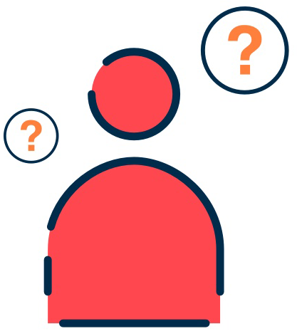 Bubble user with question marks in circles