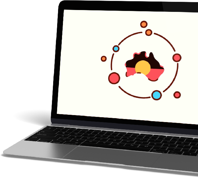 Laptop displaying a graphic of Australia