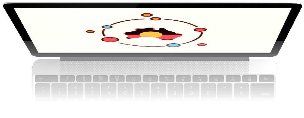 A laptop with a Australian map