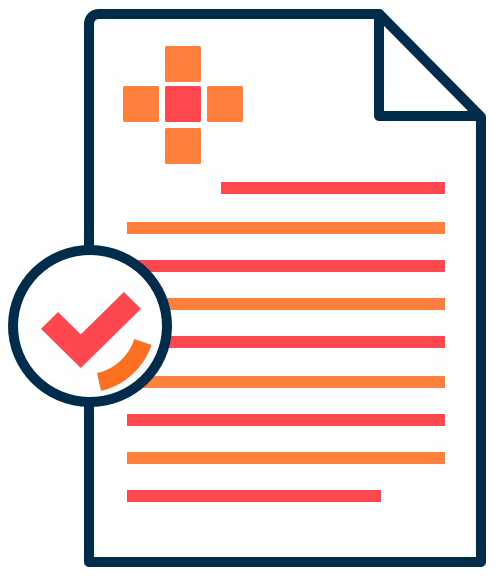 Document with checkmark and medical logo