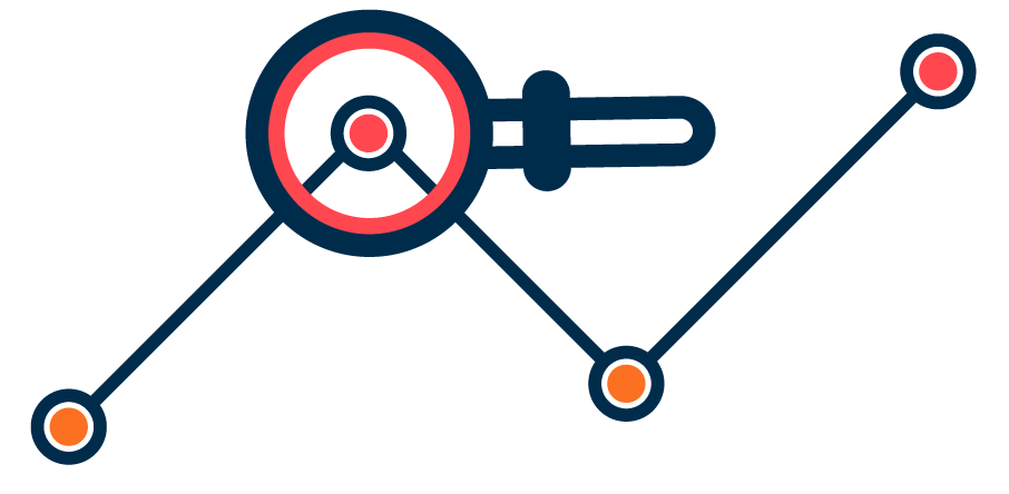 Line data with magnifying glass
