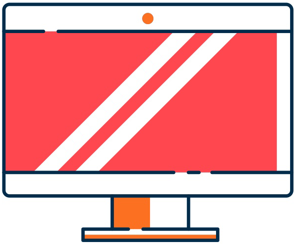 A computer with a red screen