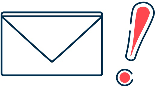 Email with exclamation mark