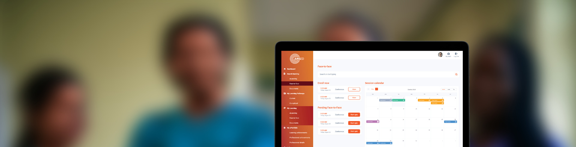 Computer screen showing a calendar