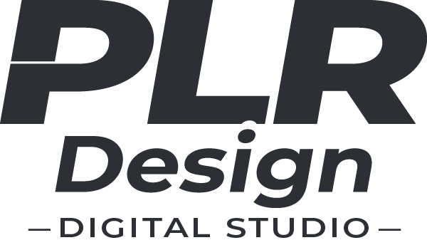 PLR Design Digital Studio text logo with PLR in large bold letters above italicized Design and DIGITAL STUDIO in uppercase below.