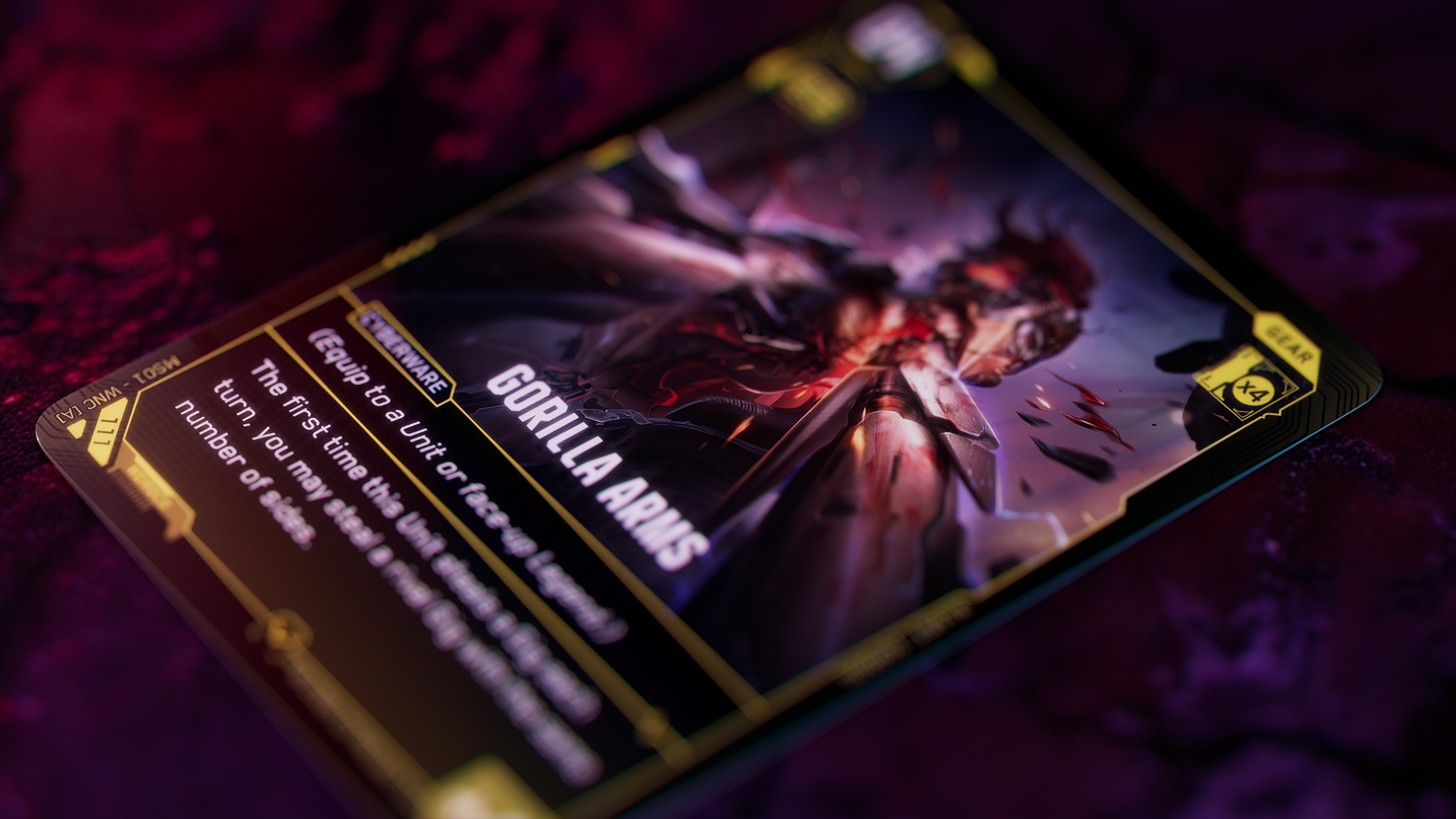 Cyberpunk TCG design system — card element detail