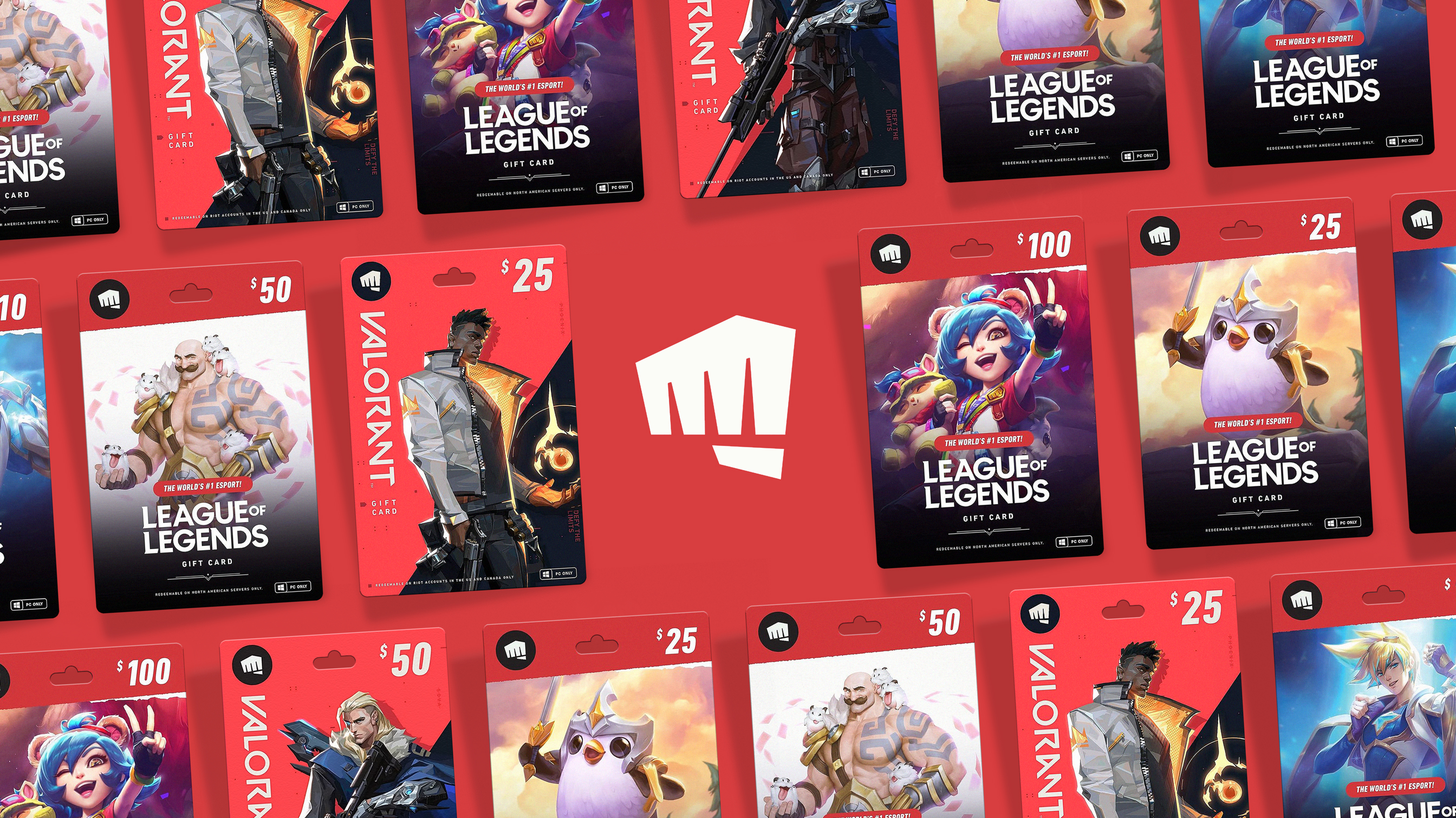 Riot Games gift cards featuring new brand identity