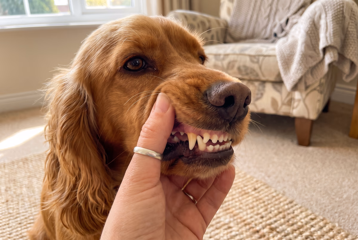Nachher: saubere Zähne und gesundes Zahnfleisch beim Cocker Spaniel