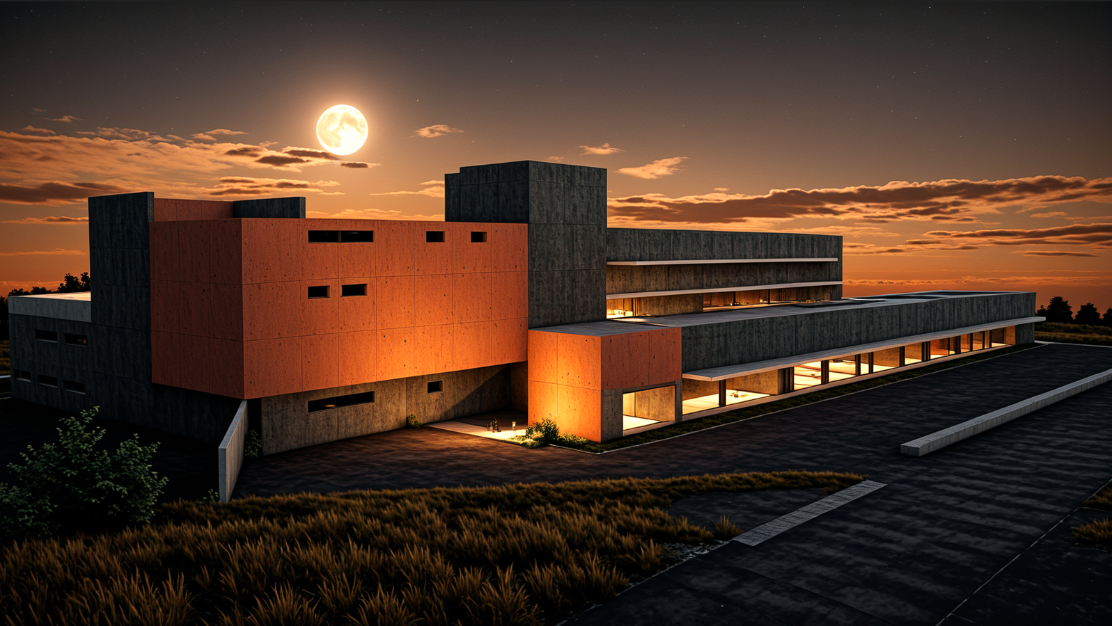 [background image] image of modern office building exterior (for a ai biotech company)