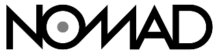 Nomad brand logo in bold uppercase letters with a circle inside the O.