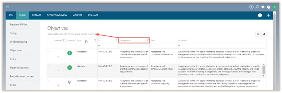 Group content by columns.