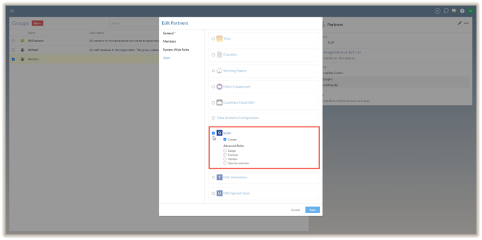 Select the relevant roles that the group will have.
