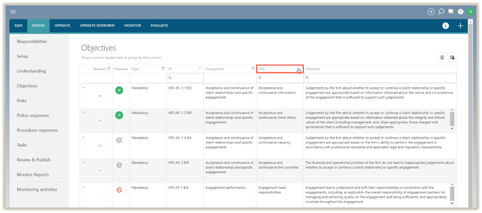 Sort table content by columns.