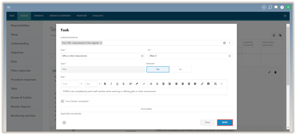 Save changes to a task.