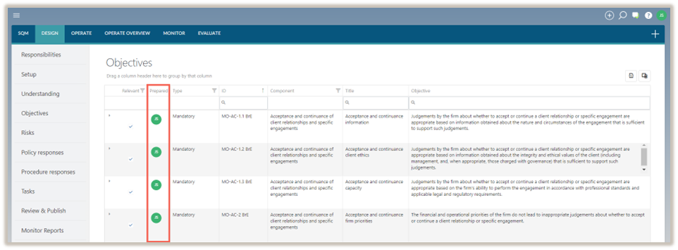 Objective sign-offs and approvals.
