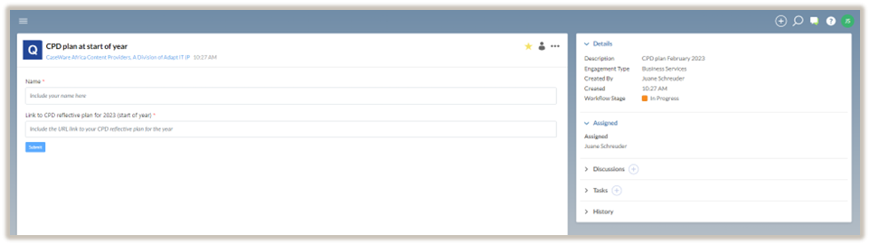 Complete a task form.