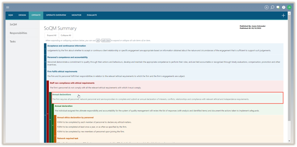 View dialogues of individual items.
