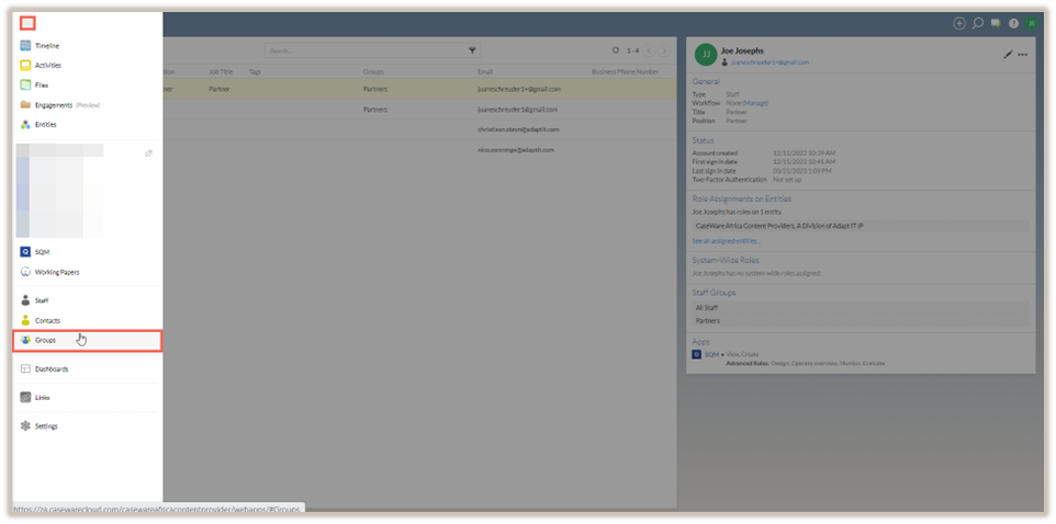 Select Groups.