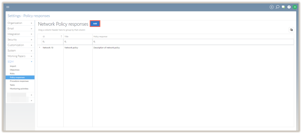 Option to add a Network Policy response. 