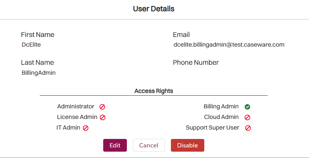 User Details.