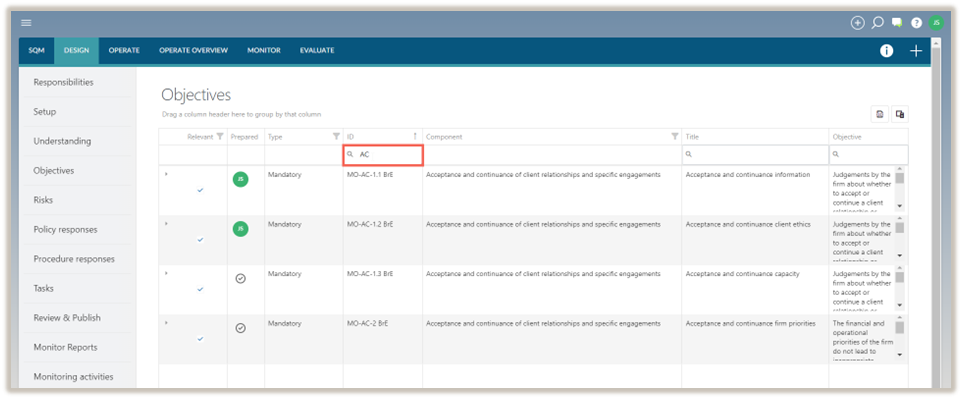 Search for specific values in columns.