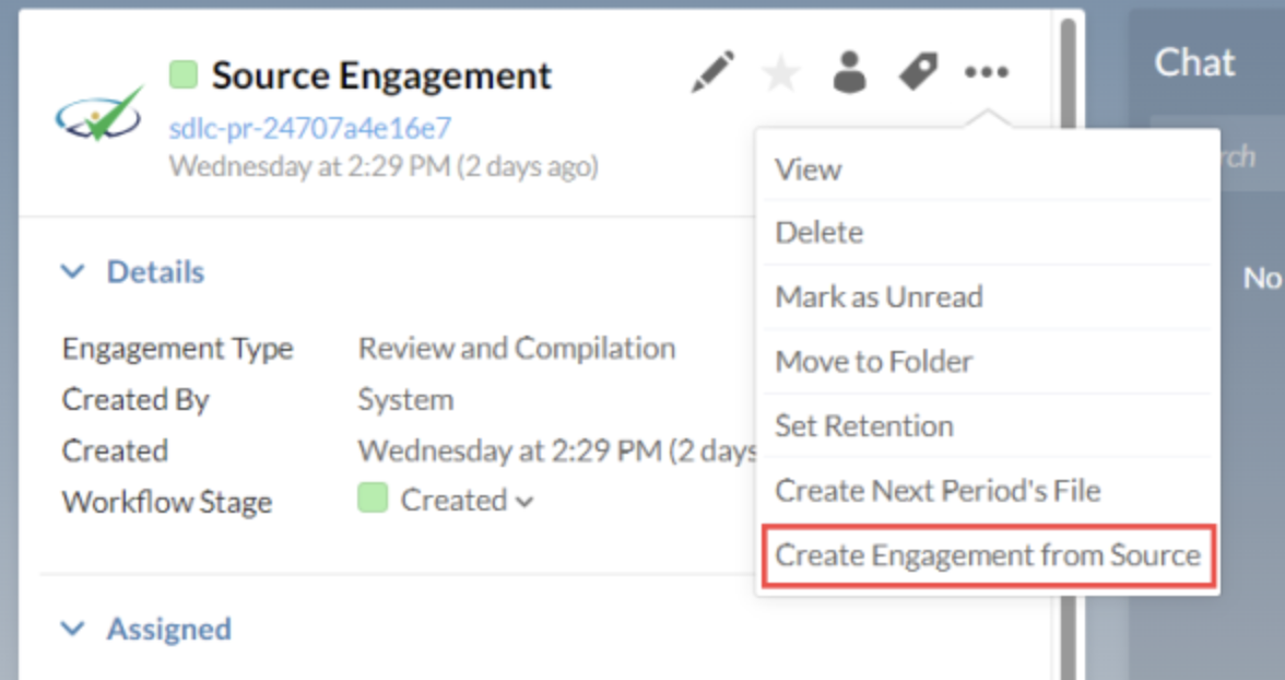 Create Engagement from Source.