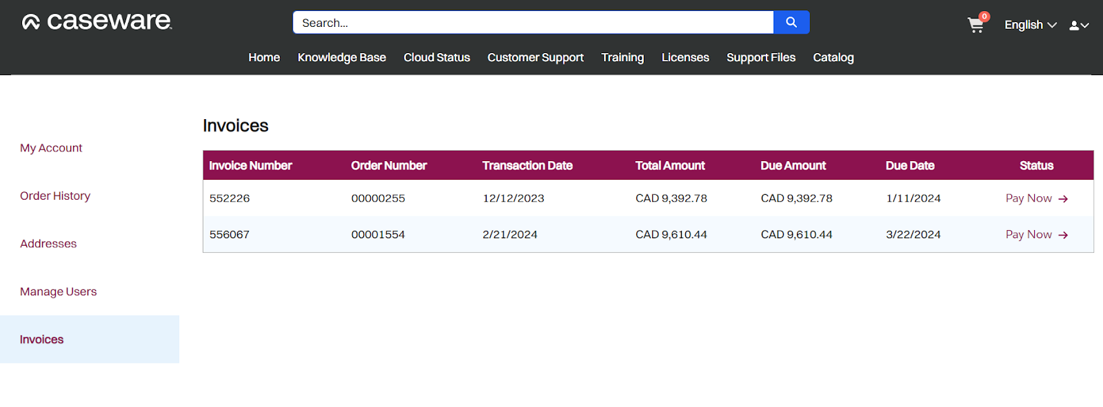 View and pay invoices.