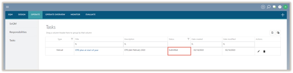 Form status displayed as Submitted.
