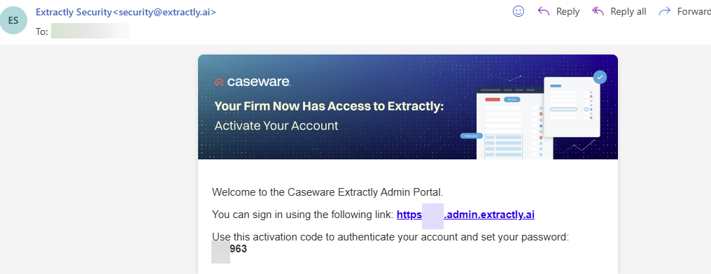 Extractly Firm admin activation email