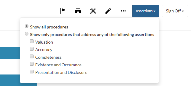 Assertions drop-down