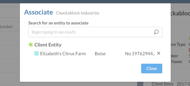 Search for the entity you want to create an assicoation with