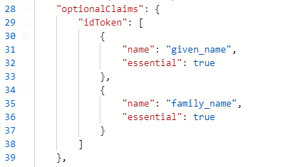 The configured optionalClaims property.