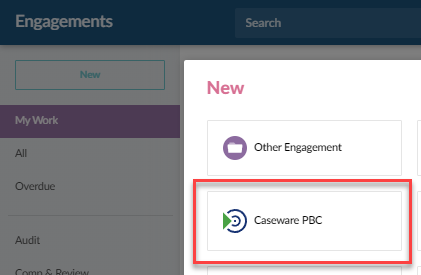 New Engagement dialog.