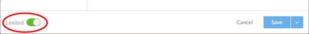 When you toggle the Limited setting on, the toggle turns green.