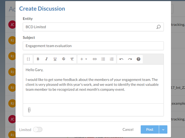 Enter all of the information about the new activity in this dialog.