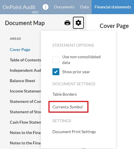 Currency Symbol Settings.