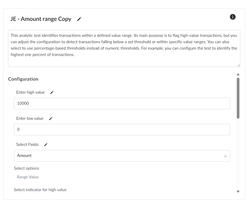Customizing an analytic test.
