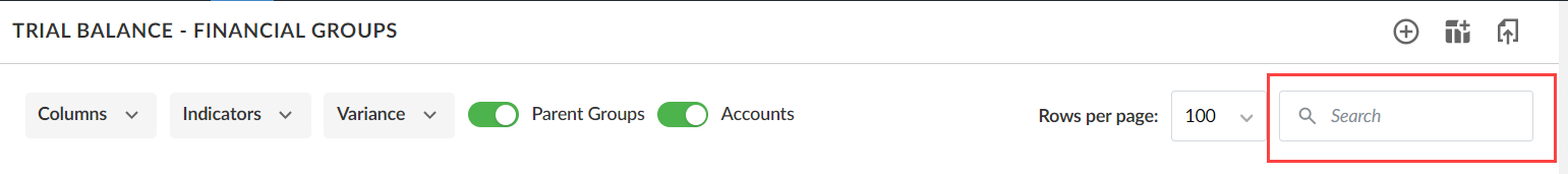 The search option on a Financial group.