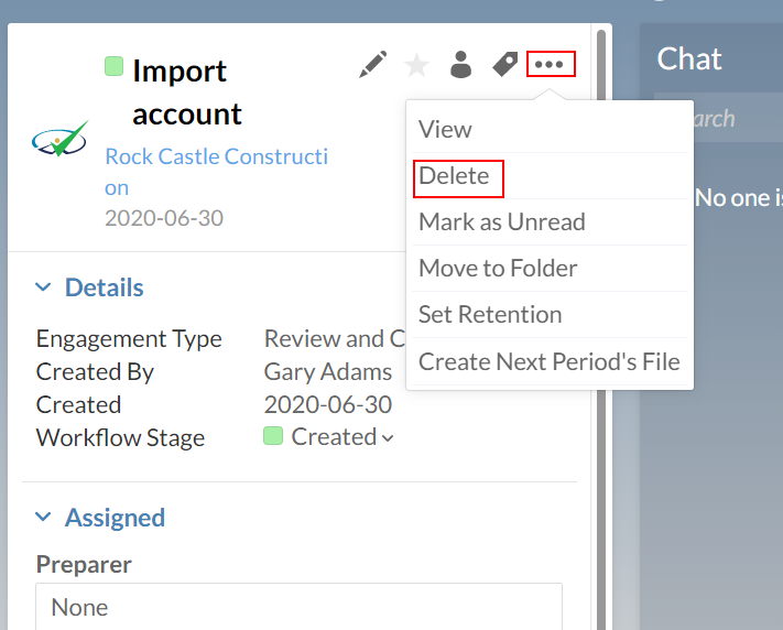 Select Delete from the More Actions menu.